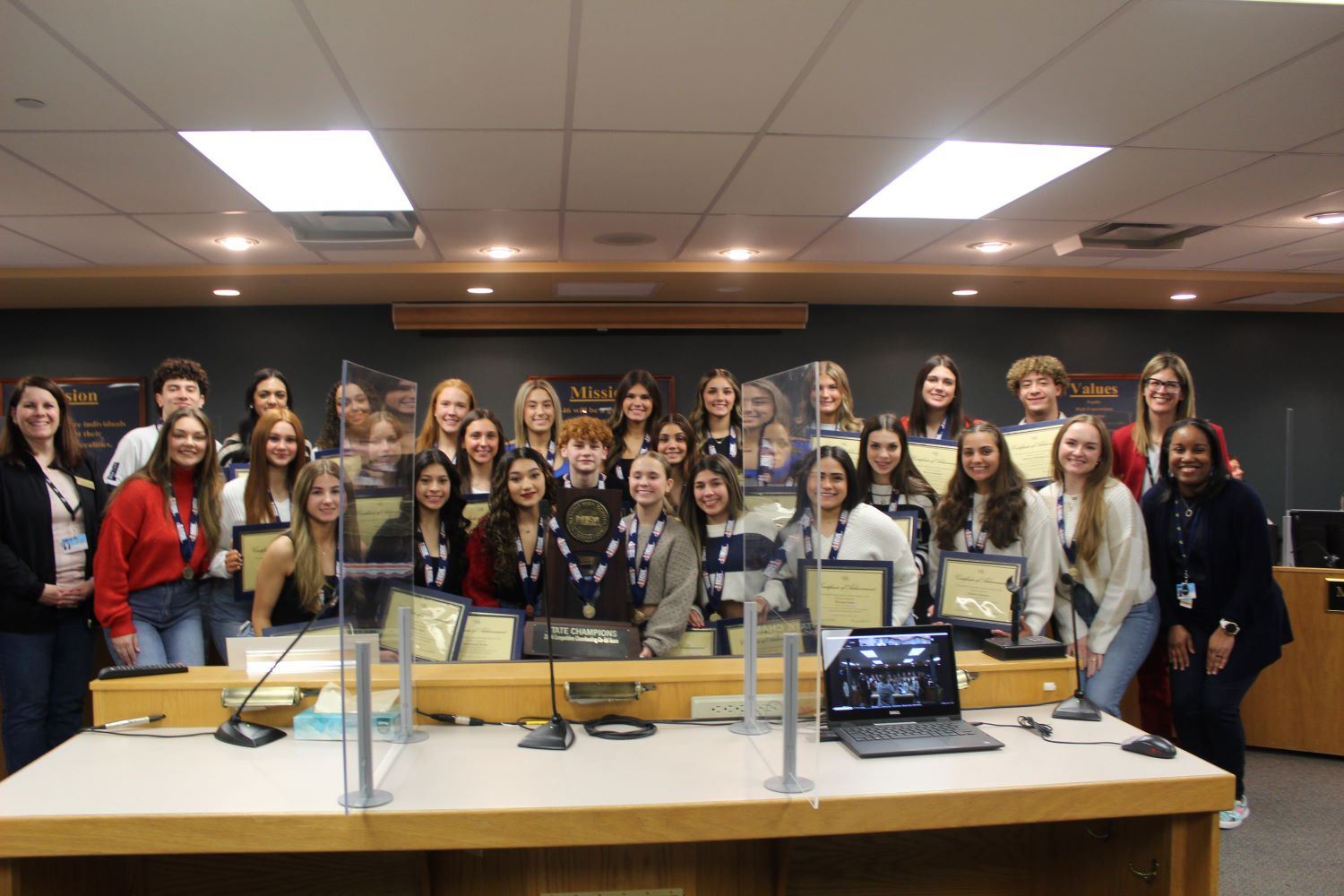   SEHS Cheer Team at BOE Meeting